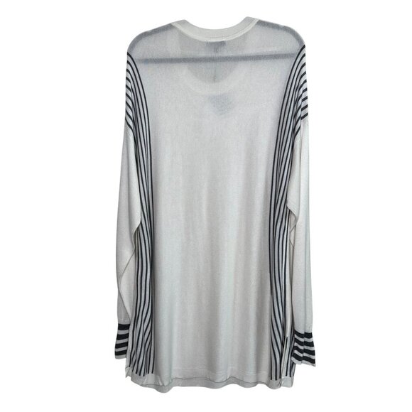 B Collection by Bobeau Curvy Gray Striped Long Sleeve Ivory Sweater 2x NWT - Picture 4 of 9